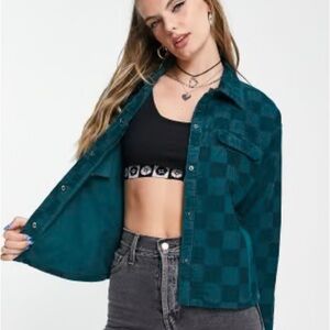 Vans Checkerboard Corduroy Shacket XS | Oversized Button Down Jacket 100% Cotton